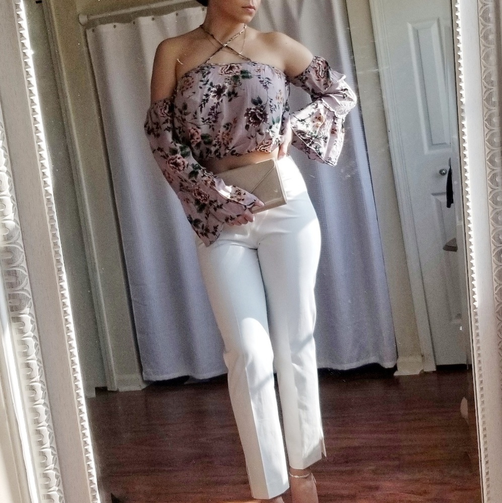 Floral cold shoulder crop top - Picture 3 of 3
